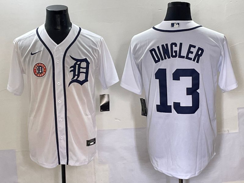 Men 2025 Detroit Tigers #13 Dingler White Game Nike MLB Jersey style 3->detroit tigers->MLB Jersey